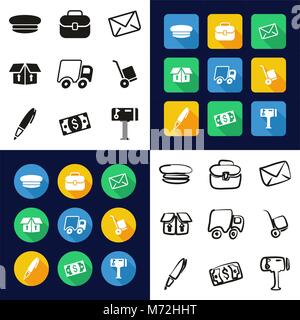 Tout en un seul homme Mail icônes noir & blanc Couleur Télévision Set Freehand Design Illustration de Vecteur