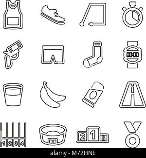 Sport Marathon Race Icônes fine ligne Vector Illustration Set Illustration de Vecteur