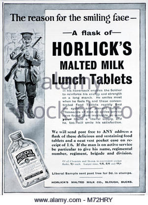 Horlick's Lait malté comprimés vintage advertising 1915 Banque D'Images