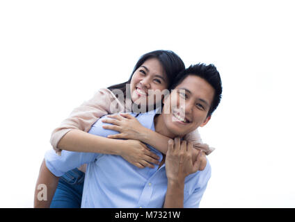Happy asian couple concept avec smiley jeune homme et femme Banque D'Images