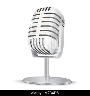 Vintage microphone de studio d'argent. Realizic 3D vector illustration Illustration de Vecteur