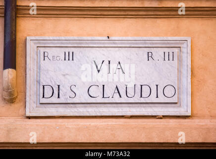 Plaque de rue à Rome, Italie Banque D'Images