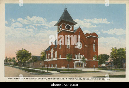 Une photographie de la première église réformée chrétienne, un édifice religieux important représentant la foi réformée chrétienne aux États-Unis. Banque D'Images