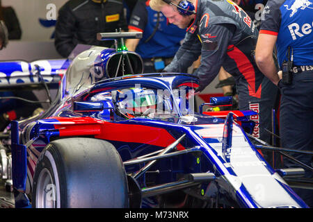 Barcelone, Espagne. 7 mars, 2018. Brendon Hartley pendant le test de F1 sur le circuit d'Barcelonacon ont célébré le 7 mars 2018 à Barcelone, Espagne. (Crédit : Mikel Trigueros / Urbanandsport / Cordon Press) Credit : CORDON PRESS/Alamy Live News Banque D'Images