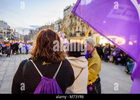 Mataro, Espagne. Mar 8, 2018. Manifestation à Mataró dans 'dia de la mujer" (Journée internationale des femmes). Grève du 8 mars 2018 Crédit : Eduardo Fuster Salamero/Alamy Live News Banque D'Images