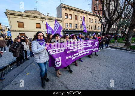 Mataro, Espagne. Mar 8, 2018. Manifestation à Mataró dans 'dia de la mujer" (Journée internationale des femmes). Grève du 8 mars 2018 Crédit : Eduardo Fuster Salamero/Alamy Live News Banque D'Images