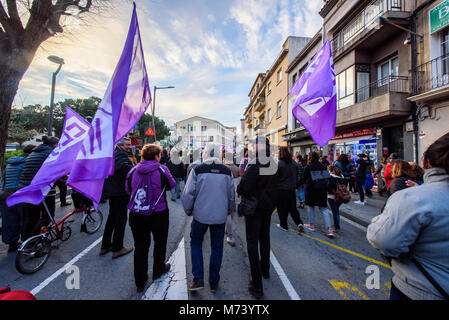 Mataro, Espagne. Mar 8, 2018. Manifestation à Mataró dans 'dia de la mujer" (Journée internationale des femmes). Grève du 8 mars 2018 Crédit : Eduardo Fuster Salamero/Alamy Live News Banque D'Images