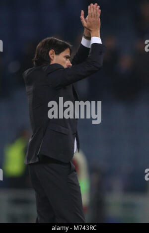 Rome, Italie. 05Th Mar, 2018. 8.03.2018. Stadio Olimpico, Rome, Italie. Ligue de l'Uefa SS Lazio vs Dynamo Kiev.SIMONE INZAGHI À la fin du match S.S. Lazio vs Dynamo Kiev au Stadio Olimpico à Rome. Agence Photo crédit : indépendante/Alamy Live News Banque D'Images