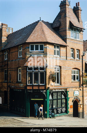 Maison Mortimer l'ancien château Inn, Castle Road, lors d'une journée ensoleillée, Nottingham, Angleterre, photographie, Archives Octobre 1987 Banque D'Images