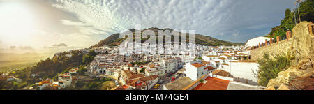 Vue panoramique du village de maisons blanches à Mijas, ville de villégiature. Costa del Sol, Andalousie, Espagne Banque D'Images