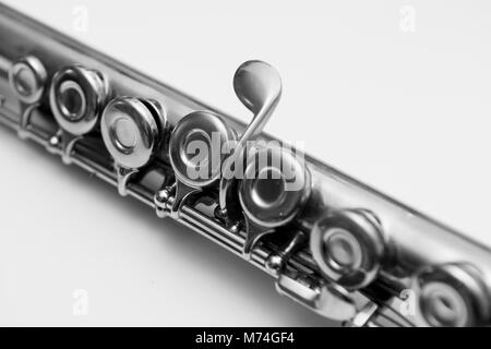 Close up de touches d'une flûte. Instrument de musique classique Banque D'Images