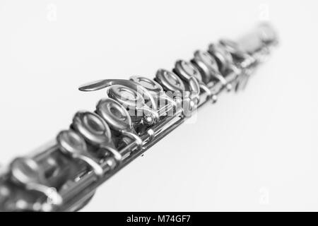 Close up de touches d'une flûte. Instrument de musique classique Banque D'Images