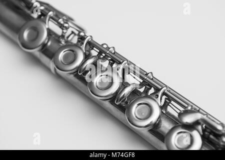 Close up de touches d'une flûte. Instrument de musique classique Banque D'Images