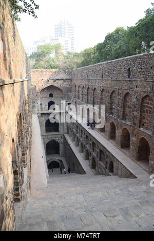 Agrasen ki Baoli étape bien, Delhi, Inde Banque D'Images