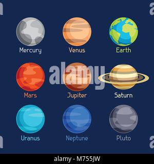 Icon Set cosmique des planètes du système solaire Illustration de Vecteur