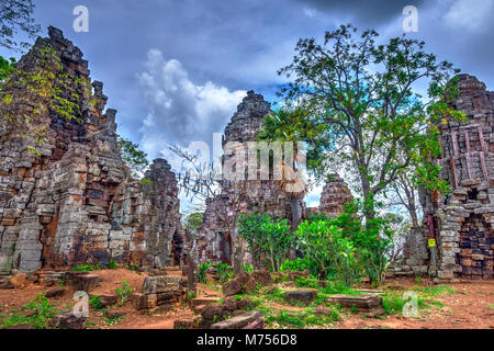 De la Pagode Wat Banan vieille civilisation khmère temple, Cambodge, photo HDR Banque D'Images