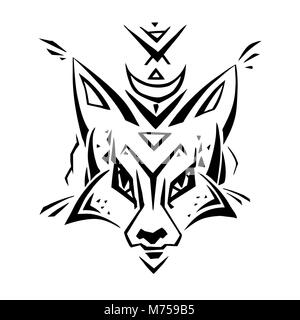 Motif Tribal Fox. Style tatouage polynésien Illustration de Vecteur