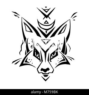 Motif Tribal Fox. Style tatouage polynésien. Vector illustration Illustration de Vecteur