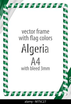 Cadre et bordure de ruban avec les couleurs de l'Algérie d'un drapeau Illustration de Vecteur