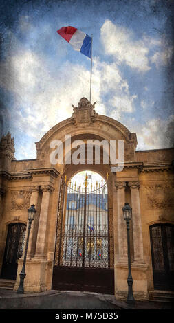 Entrée du Palais de l'Elysée, place du Président de la République, rue du faubourg Saint honore, Paris France Banque D'Images