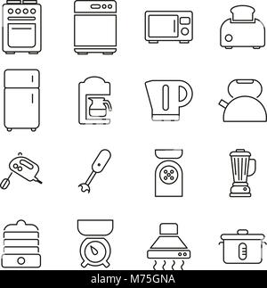 Icônes d'appareils de cuisine fine ligne Vector Illustration Set Illustration de Vecteur