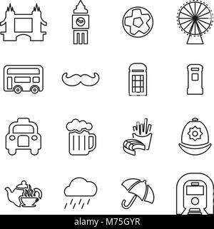 London City & Culture Icônes fine ligne Vector Illustration Set Illustration de Vecteur