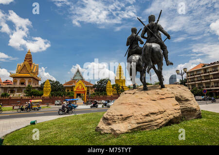 Pagode Ounalom wat est situé sur un quai Sisowath de Phnom Penh, Cambodge, près du Palais Royal du Cambodge. Banque D'Images