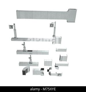 Système de tuyaux de ventilation serties sur fond blanc. 3D illustration Banque D'Images