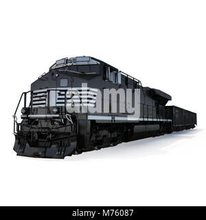 Railroad Locomotive avec wagons-trémies sur fond blanc. 3D illustration Banque D'Images