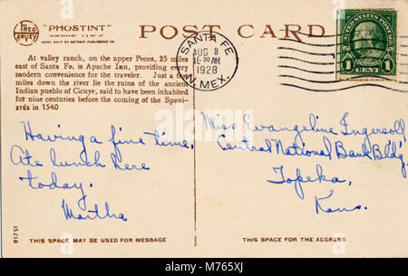 L'Apache Inn, situé entre Las Vegas et Santa Fe, offre aux voyageurs une halte historique sur la route indienne de détour. Géré par Fred Harvey, cet établissement reflète l’histoire culturelle et touristique de la région. Banque D'Images