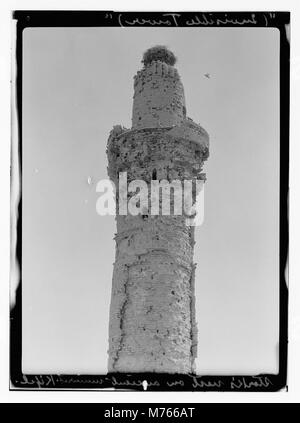 '(Tour Invisible)' nid de cigogne sur l'ancien minaret. LOC.13263 Kifel matpc Banque D'Images