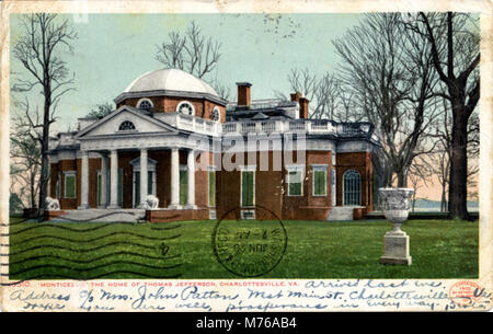 Monticello, la demeure historique de Thomas Jefferson, est située à Charlottesville, en Virginie. Le domaine reflète la vision architecturale de Jefferson et est un symbole de son héritage en tant que père fondateur, mettant en valeur ses contributions à l’histoire, à la politique et à l’architecture américaines. Banque D'Images