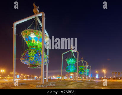 La conception islamique de Djeddah, Monument historique Antique Sculpture des feux, l'Arabie Saoudite Banque D'Images