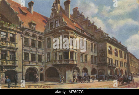 Une photographie du KGL. Hofbrauhaus à Munich, présentant son architecture bavaroise traditionnelle et son importance historique en tant que brasserie populaire dans la ville. Banque D'Images