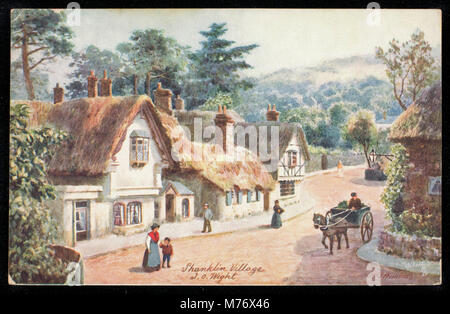 Cette image représente une vue du village de Shanklin sur l'île de Wight, mettant en évidence son cadre pittoresque et le charme traditionnel du village anglais. Banque D'Images