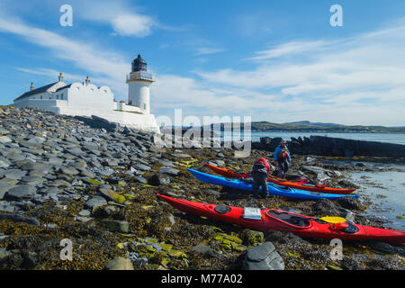 Le kayak de mer autour de l'île de Hébrides intérieures, Fladda, Ecosse, Royaume-Uni, Europe Banque D'Images