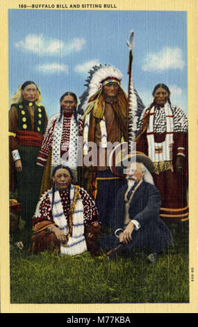 Photographie de Buffalo Bill Cody et Sitting Bull, deux figures marquantes de l'Ouest américain. Cette image représente probablement la rencontre historique de ces deux individus, tous deux connus pour leur rôle dans la frontière américaine et l'histoire amérindienne. Banque D'Images
