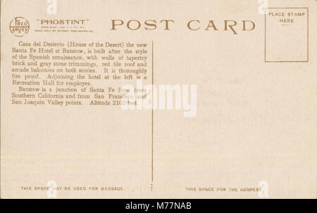 Casa del Desierto, Hôtel Santa Fe, Barstow, Californie. Fred Harvey série. Npar (19801) Banque D'Images