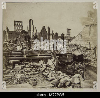 Les ruines de la Palmer House à Chicago, détruites dans l'incendie de 1871, rappellent brutalement la dévastation causée par le Grand incendie de Chicago. Banque D'Images