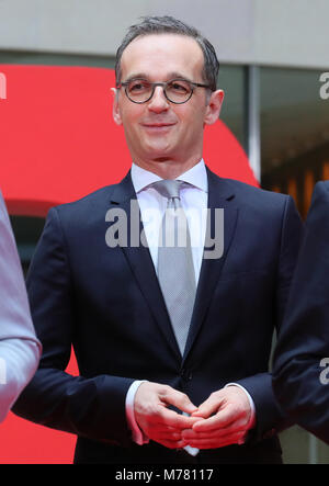 09 mars 2018, Allemagne, Berlin : Heiko Maas du Parti Social-démocrate (SPD) sera ministre extérieur dans la prochaine grande coalition. Photo : Michael Kappeler/dpa Banque D'Images