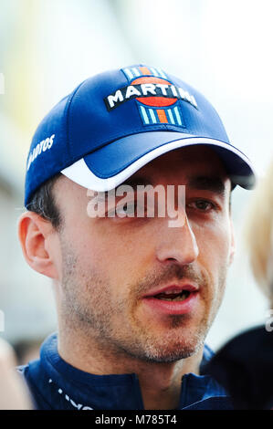 Barcelone, Espagne. Mar 9, 2018. Polonais Robert Kubica, pilote de réserve et d'essai pour Williams F1 propose une conférence de presse au cours de la au cours de la pré saison formule un test. Crédit : Pablo Guillen/Alamy Live News Banque D'Images