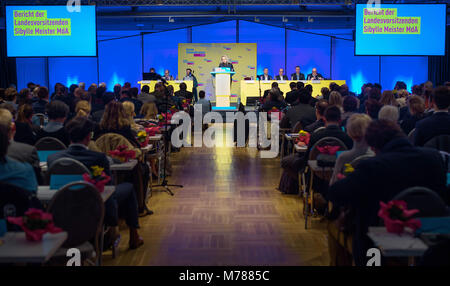 09 mars 2018, Allemagne, Berlin : Sibylle Meister, président régional de la démocrate (FDP) de Berlin, l'ouverture de la 84e conférence de l'État partie de la FDP de Berlin. Meister n'est pas exécuté pour le poste en tant que cadre supérieur régional à nouveau. Photo : Gregor Fischer/dpa Banque D'Images