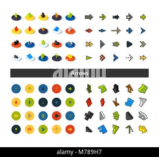 Ensemble d'icônes de styles - télévision isométrique et otline, colorés et les versions noir Illustration de Vecteur