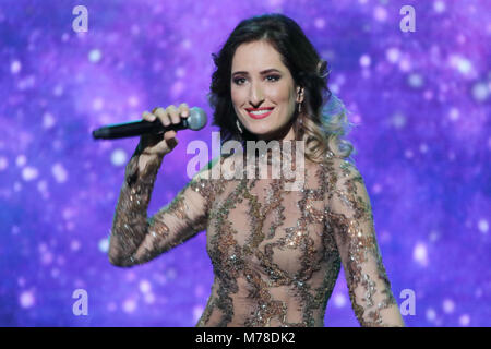 Carolina Gorun assiste à l'Eurovision la décision préliminaire en Roumanie. Comprend : Carolina Gorun Où : Craiova, Roumanie Quand : 05 Feb 2018 Credit : Becher/WENN.com Banque D'Images