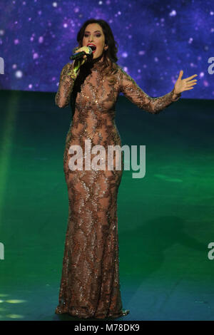 Carolina Gorun assiste à l'Eurovision la décision préliminaire en Roumanie. Comprend : Carolina Gorun Où : Craiova, Roumanie Quand : 05 Feb 2018 Credit : Becher/WENN.com Banque D'Images