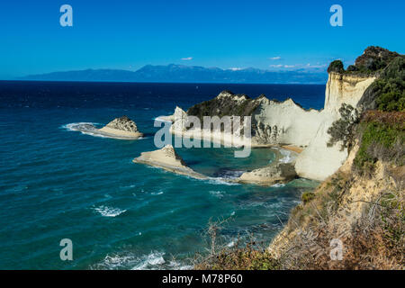 La plupart point nord Cap Drastis, Corfou, îles Ioniennes, îles grecques, Grèce, Europe Banque D'Images
