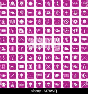 100 icons set baseball rose grunge Illustration de Vecteur