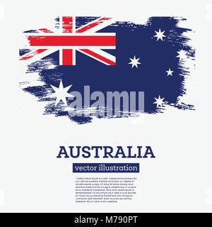 Drapeau de l'Australie avec des coups de pinceau. Vector Illustration. Illustration de Vecteur