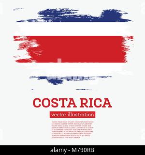 Costa Rica drapeau avec des coups de pinceau. Vector Illustration. Illustration de Vecteur