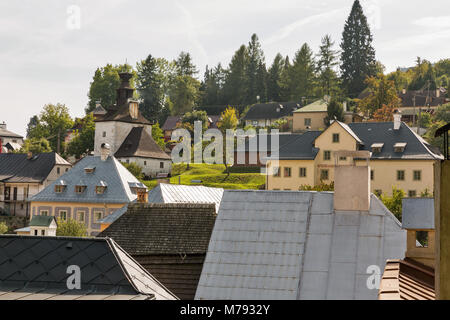 Banska Stiavnica townscape avec knocking tower ou maison de thé, la Slovaquie. Banque D'Images